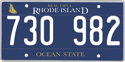 RI license plate 730982