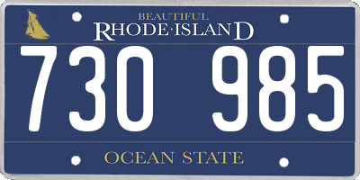 RI license plate 730985
