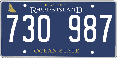 RI license plate 730987