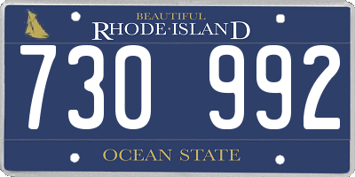RI license plate 730992