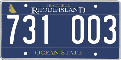 RI license plate 731003