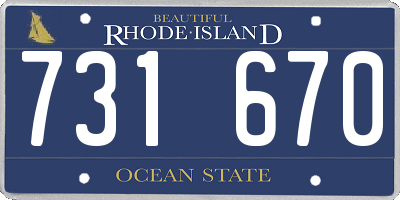 RI license plate 731670