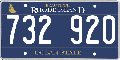 RI license plate 732920