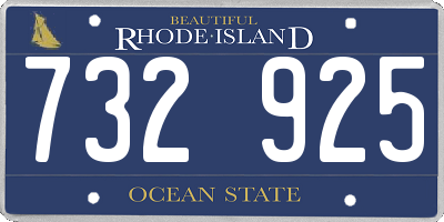 RI license plate 732925