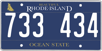 RI license plate 733434