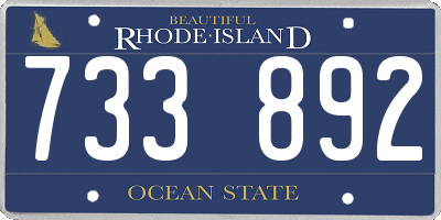 RI license plate 733892
