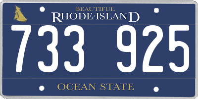 RI license plate 733925