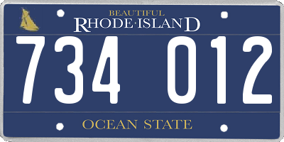 RI license plate 734012