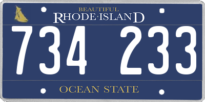 RI license plate 734233