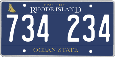 RI license plate 734234