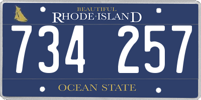 RI license plate 734257