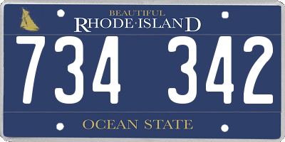 RI license plate 734342