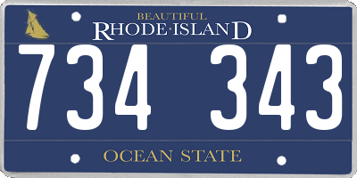 RI license plate 734343