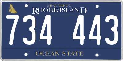 RI license plate 734443