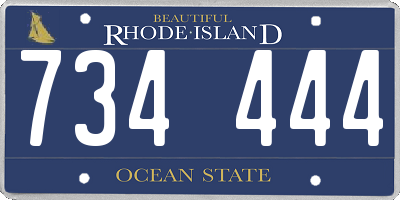 RI license plate 734444