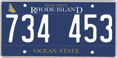 RI license plate 734453