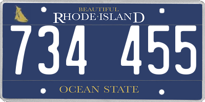 RI license plate 734455