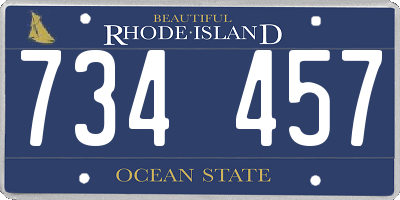 RI license plate 734457