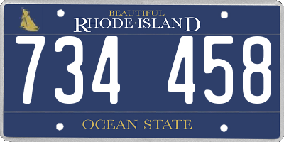 RI license plate 734458
