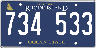 RI license plate 734533