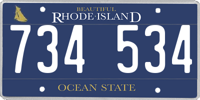 RI license plate 734534