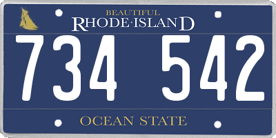 RI license plate 734542
