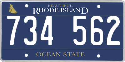 RI license plate 734562