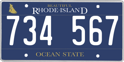 RI license plate 734567