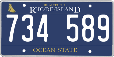 RI license plate 734589