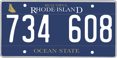 RI license plate 734608
