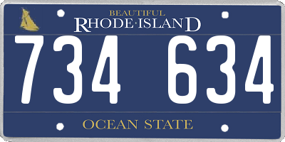 RI license plate 734634