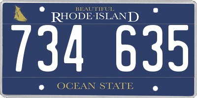 RI license plate 734635