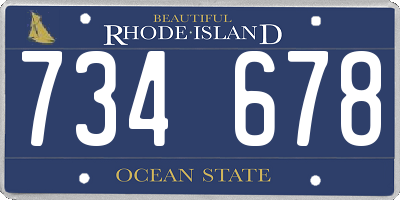 RI license plate 734678