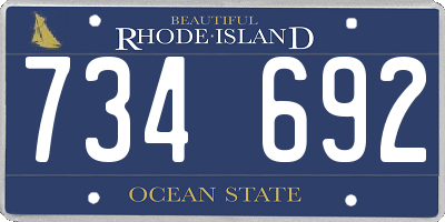 RI license plate 734692
