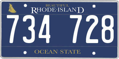 RI license plate 734728