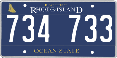 RI license plate 734733