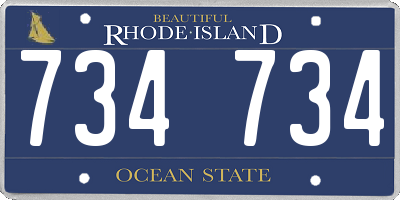 RI license plate 734734