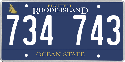 RI license plate 734743