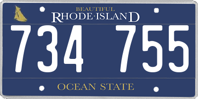 RI license plate 734755