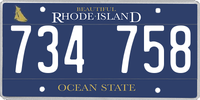RI license plate 734758