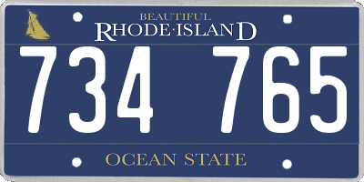 RI license plate 734765