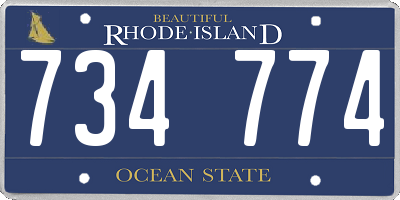 RI license plate 734774