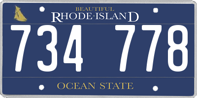 RI license plate 734778