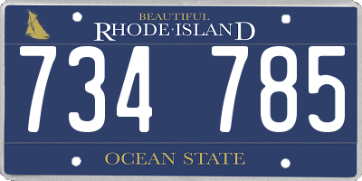 RI license plate 734785