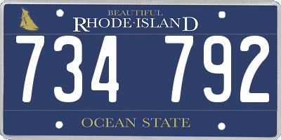 RI license plate 734792