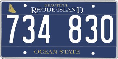 RI license plate 734830