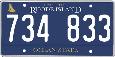 RI license plate 734833