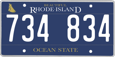 RI license plate 734834