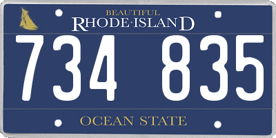 RI license plate 734835