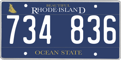 RI license plate 734836